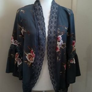 Ecowish long sleeve shawl open front sz S